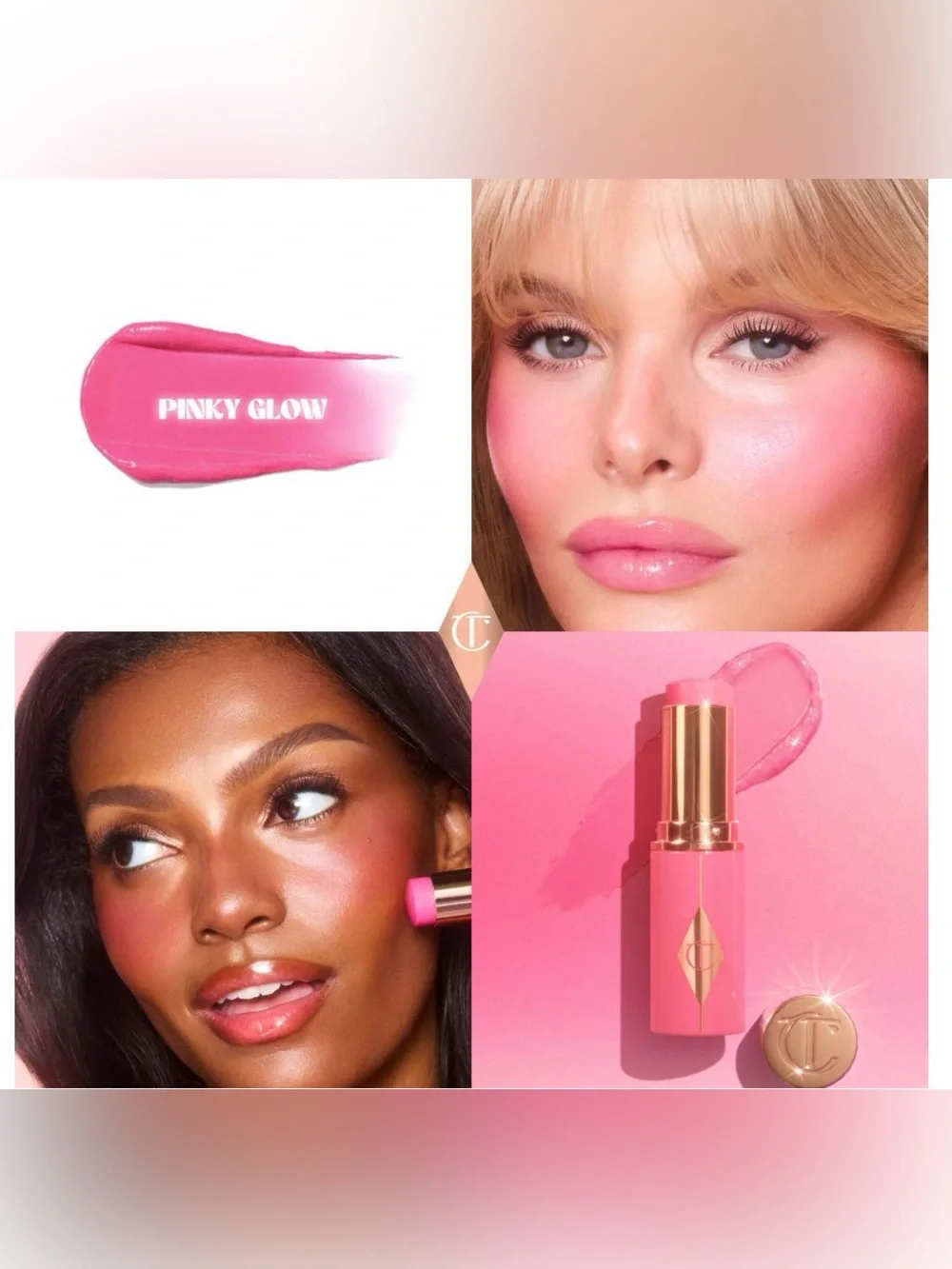 Charlotte Tilbury Unreal Lip+Cheek Glow Blush Sticks — Pinky Glow & Cherry Glow